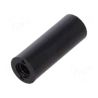 Spacer sleeve | cylindrical | polyamide | M3 | L: 16mm | Øout: 6mm | black