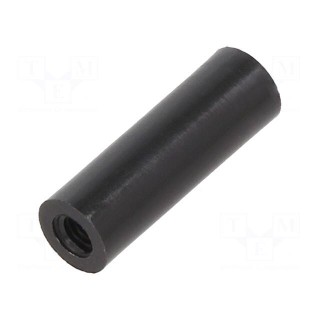 Spacer sleeve | cylindrical | polyamide | M3 | L: 18mm | Øout: 6mm | black