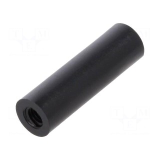 Spacer sleeve | cylindrical | polyamide | M3 | L: 20mm | Øout: 6mm | black