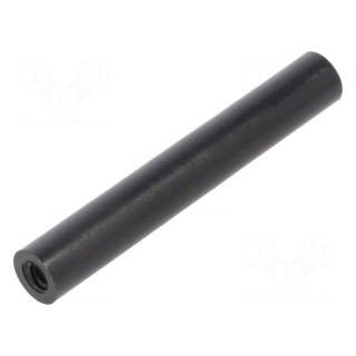 Spacer sleeve | cylindrical | polyamide | M3 | L: 40mm | Øout: 6mm | black