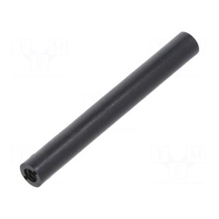 Spacer sleeve | cylindrical | polyamide | M3 | L: 50mm | Øout: 6mm | black