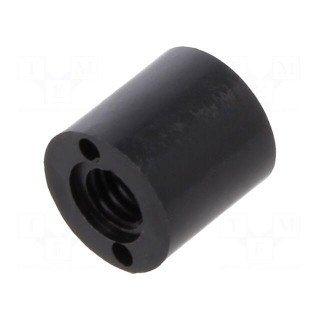 Spacer sleeve | cylindrical | polyamide | M3 | L: 6mm | Øout: 6mm | black