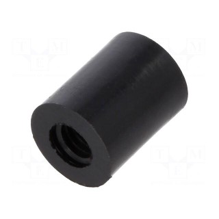 Spacer sleeve | cylindrical | polyamide | M4 | L: 10mm | Øout: 8mm | black
