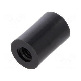 Spacer sleeve | cylindrical | polyamide | M4 | L: 12mm | Øout: 8mm | black