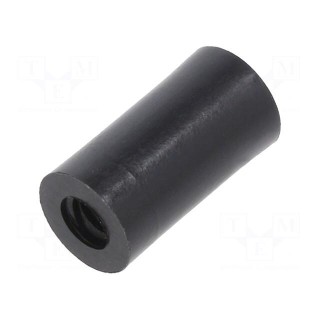 Spacer sleeve | cylindrical | polyamide | M4 | L: 15mm | Øout: 8mm | black