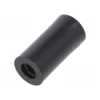 Spacer sleeve | cylindrical | polyamide | M4 | L: 16mm | Øout: 8mm | black