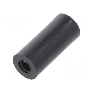 Spacer sleeve | cylindrical | polyamide | M4 | L: 18mm | Øout: 8mm | black