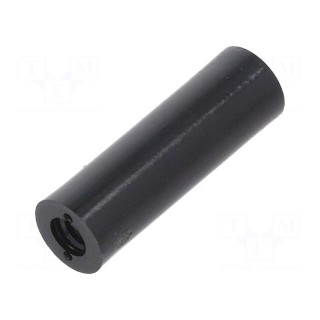Spacer sleeve | cylindrical | polyamide | M4 | L: 25mm | Øout: 8mm | black