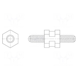 Spacer sleeve | hexagonal | polyamide 66 | M3 | L: 25mm | black | UL94V-2