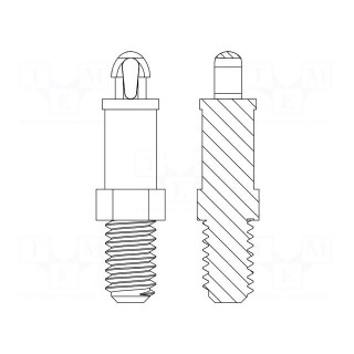 PCB distance | polyamide 66 | L: 3.2mm | screwed rod,snap fastener