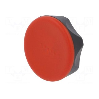 Knob | Ø: 45mm | H: 26mm | technopolymer PA | Ømount.hole: 8mm | Cap: red