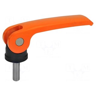 Lever | clamping | Thread len: 40mm | Lever length: 63mm | Body: orange