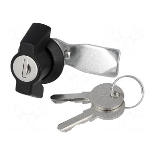 Lock | zinc and aluminium alloy | 18mm | black finish | Kit: key x2