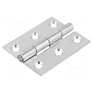 Hinge | Width: 40mm | zinc-plated steel | natural | H: 50mm | Holes no: 6