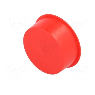 Plugs | Body: red | Out.diam: 49.6mm | H: 19.4mm | Mat: LDPE | Shape: round
