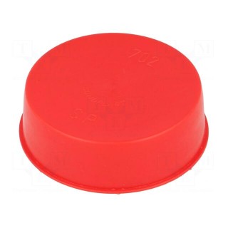 Plugs | Body: red | Out.diam: 76.5mm | H: 18.6mm | Mat: LDPE | Shape: round