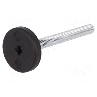 Foot of pin | rigid,with screwdriver slot | Base dia: 25mm | M6
