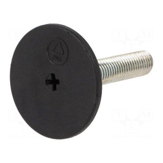 Foot of pin | rigid,with screwdriver slot | Base dia: 50mm | M12