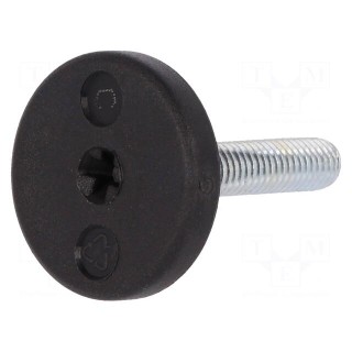 Foot of pin | rigid,with screwdriver slot | Base dia: 25mm | M6