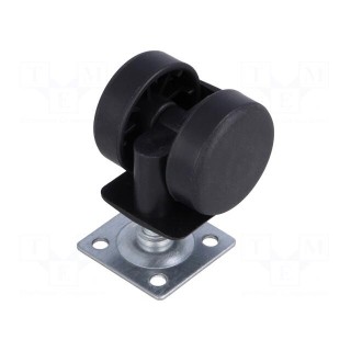 Furniture wheel | Ø: 40mm | H: 44mm | torsional,with mounting plate