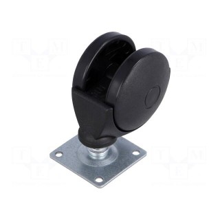 Furniture wheel | Ø: 50mm | H: 53mm | torsional,with mounting plate