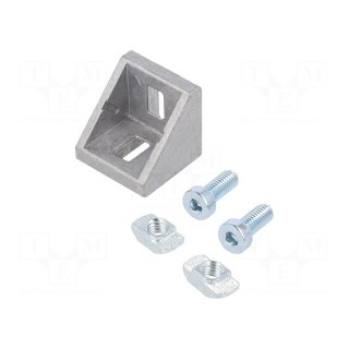 Angle bracket | for profiles | Width of the groove: 8mm | W: 29mm