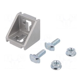 Angle bracket | for profiles | Width of the groove: 10mm | W: 43mm