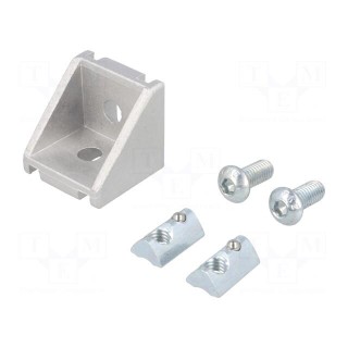 Angle bracket | for profiles | Width of the groove: 6mm | W: 28mm