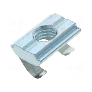 Nut | for profiles | Width of the groove: 10mm | V: with spring leaf