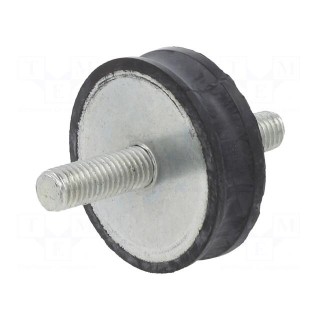 Vibration damper | M10 | Ø: 50mm | rubber | L: 15mm | Thread len: 28mm