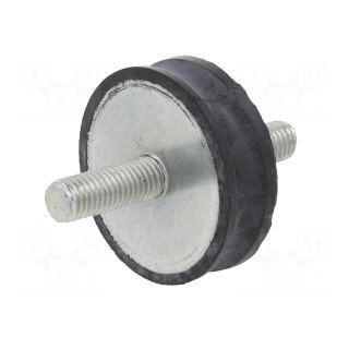 Vibration damper | M10 | Ø: 50mm | rubber | L: 15mm | Thread len: 28mm
