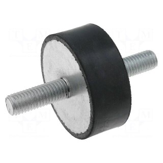Vibration damper | M10 | Ø: 50mm | rubber | L: 20mm | Thread len: 28mm