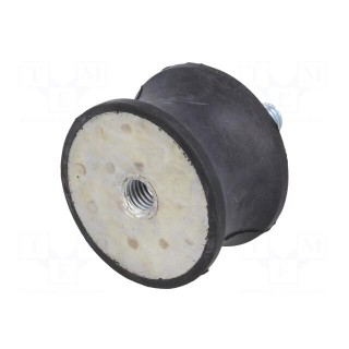 Vibration damper | M10 | Ø: 50mm | rubber | L: 30mm | Thread len: 28mm