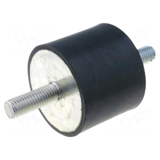 Vibration damper | M10 | Ø: 50mm | rubber | L: 40mm | Thread len: 28mm