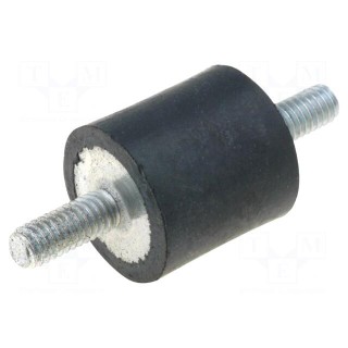 Vibration damper | M4 | Ø: 15mm | rubber | L: 10mm | Thread len: 10mm