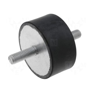 Vibration damper | M10 | Ø: 50mm | rubber | L: 50mm | Thread len: 28mm