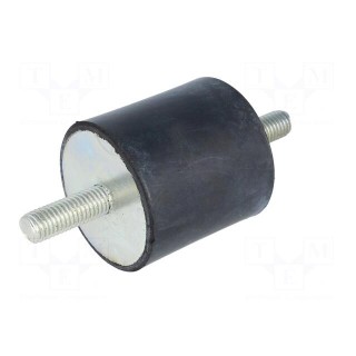 Vibration damper | M10 | Ø: 50mm | rubber | L: 50mm | Thread len: 28mm