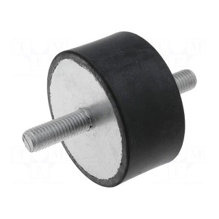 Vibration damper | M10 | Ø: 60mm | rubber | L: 30mm | Thread len: 28mm
