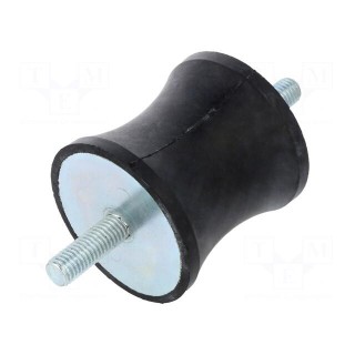 Vibration damper | M10 | Ø: 60mm | rubber | L: 60mm | Thread len: 28mm