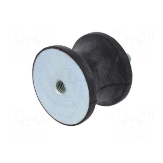 Vibration damper | M12 | Ø: 70mm | rubber | L: 53mm | Thread len: 37mm