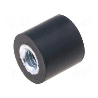 Vibration damper | M3 | Ø: 8mm | rubber | L: 8mm | H: 3mm | 75N | 38N/mm