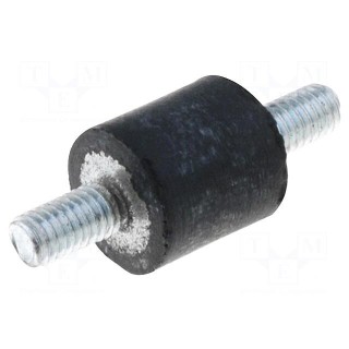 Vibration damper | M3 | Ø: 8mm | rubber | L: 8mm | Thread len: 6mm | 70N