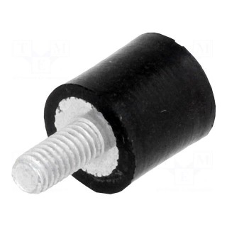 Vibration damper | M3 | Ø: 8mm | rubber | L: 8mm | Thread len: 6mm | H: 3mm