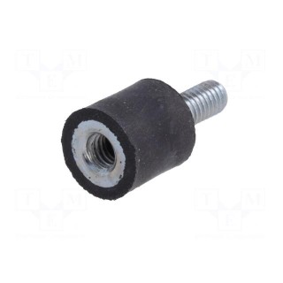 Vibration damper | M4 | Ø: 10mm | rubber | L: 10mm | Thread len: 10mm