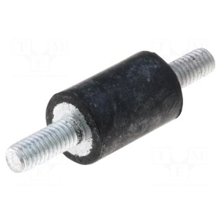 Vibration damper | M4 | Ø: 10mm | rubber | L: 15mm | Thread len: 10mm