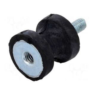 Vibration damper | M4 | Ø: 15mm | rubber | L: 15mm | Thread len: 10mm