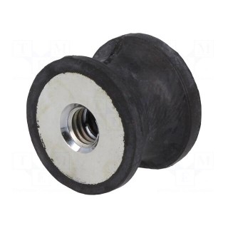 Vibration damper | M6 | Ø: 20mm | rubber | L: 15mm | H: 6mm | 289N | 77N/mm