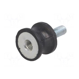 Vibration damper | M6 | Ø: 20mm | rubber | L: 15mm | Thread len: 18mm
