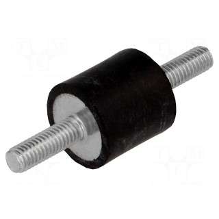 Vibration damper | M6 | Ø: 20mm | rubber | L: 20mm | Thread len: 18mm