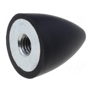Vibration damper | M6 | Ø: 20mm | rubber | L: 24mm | H: 6mm | 113N